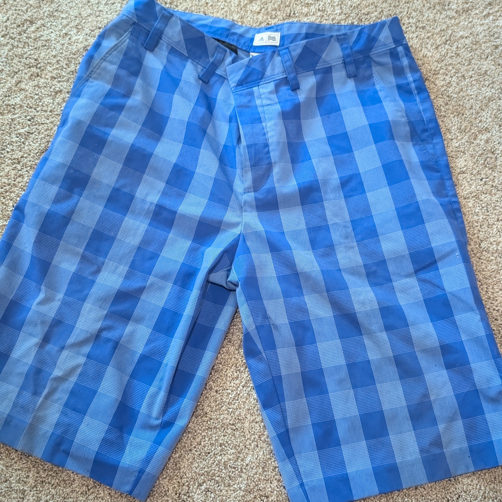 adidas Blue Checkered Athletic Shorts